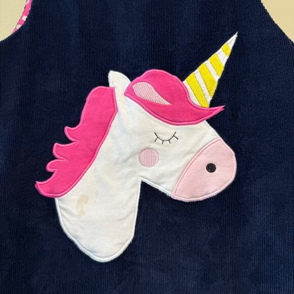 KORANGO Australia Unicorn Corduroy Pinafore Dress Set Girls 6 Pink Pointelle Top - Picture 3 of 15